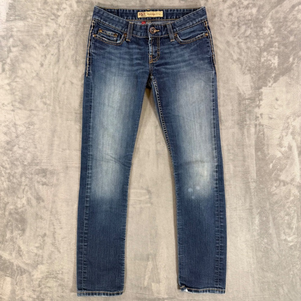 BKE Madison Skinny Jeans Women's Size 26x31.5 Blue Dark Wash Faded Stretch